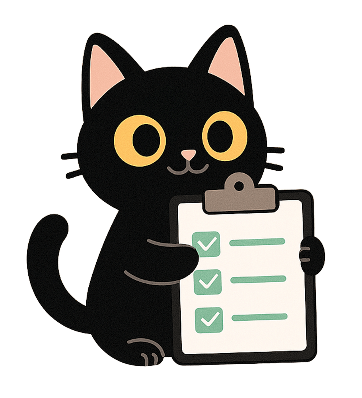 black cat holding to do list